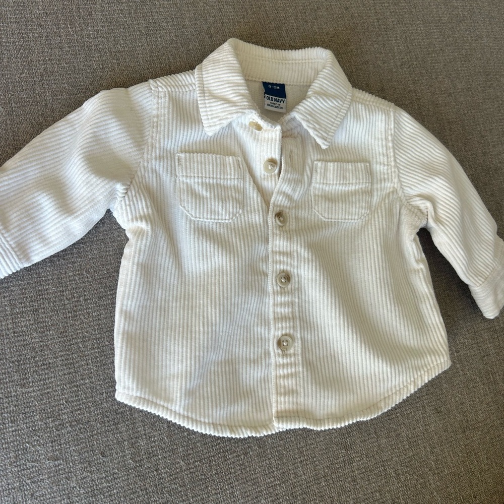 Old Navy Kids White Corduroy Button-Down Shirt
